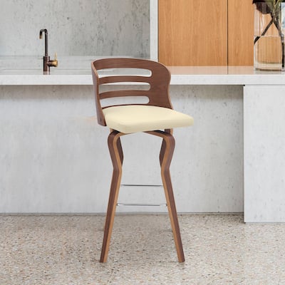 Verne 26" Swivel Faux Leather and Wood Bar Stool - Counter Height - 23-28 in.