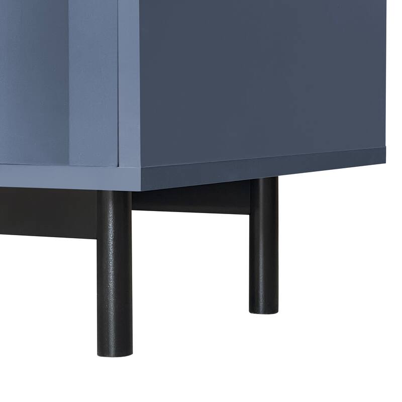 Wave Pattern Modern 2-Door Sideboard Buffet Cabinet with Adjustable Shelves & Drawers for Living Room Storage