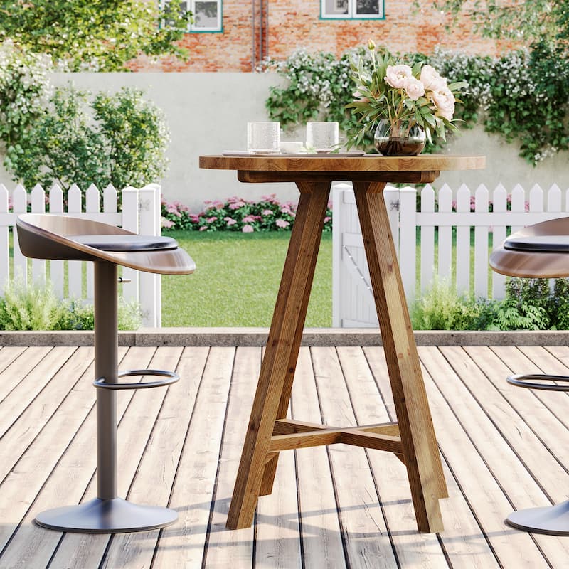 Solid Wood Bar Table, 31.5" Round Pub Bistro Table