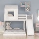 preview thumbnail 4 of 25, Twin Over Full Treehouse Style Bunk Bed with Ladder, Slide, and Guardrail for Kids