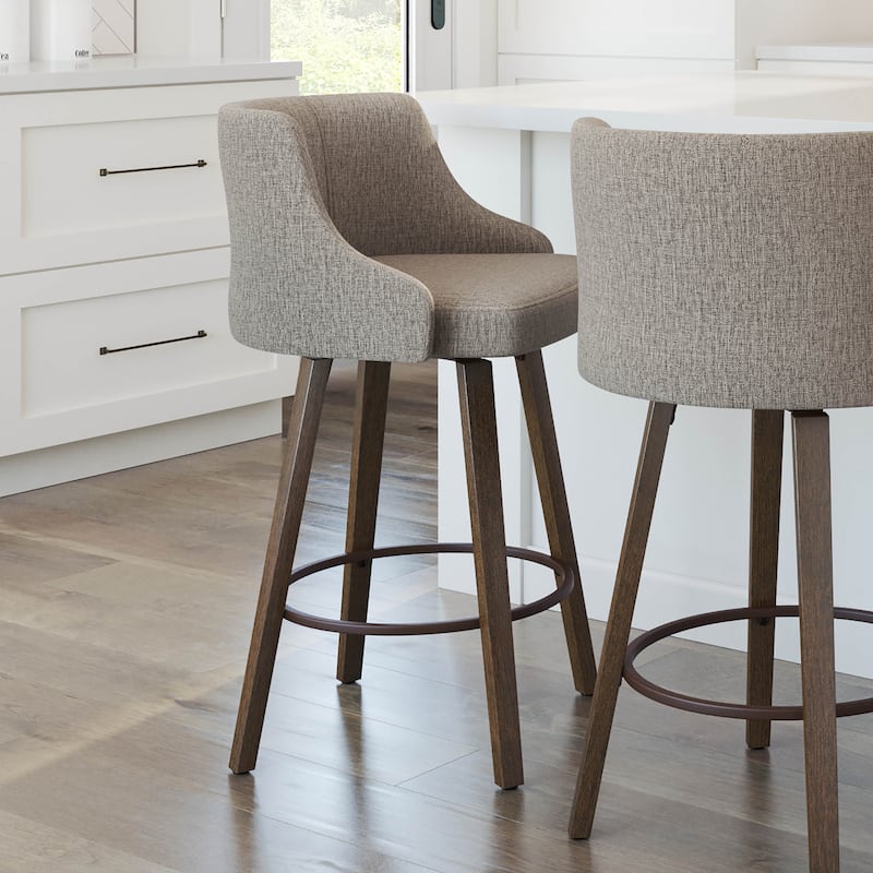Amisco Ramon Swivel Counter and Bar Stool with Solid Wood Legs