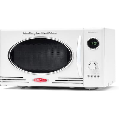 0.9 Cu Ft Retro Microwave with 800W, Child Lock & White Finish for Kitchens