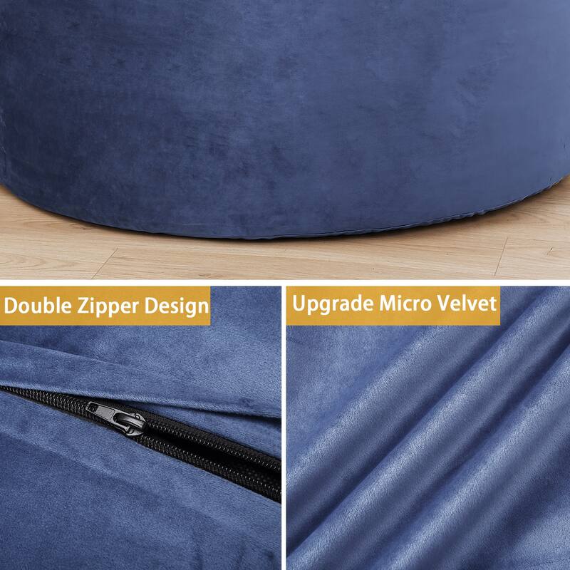 Bean Bag Chair 4FT Foam Filled, Removable Velvet Cover, Giant Bean Bag Chairs, Round Sofa Chair for Bedroom Gaming Room