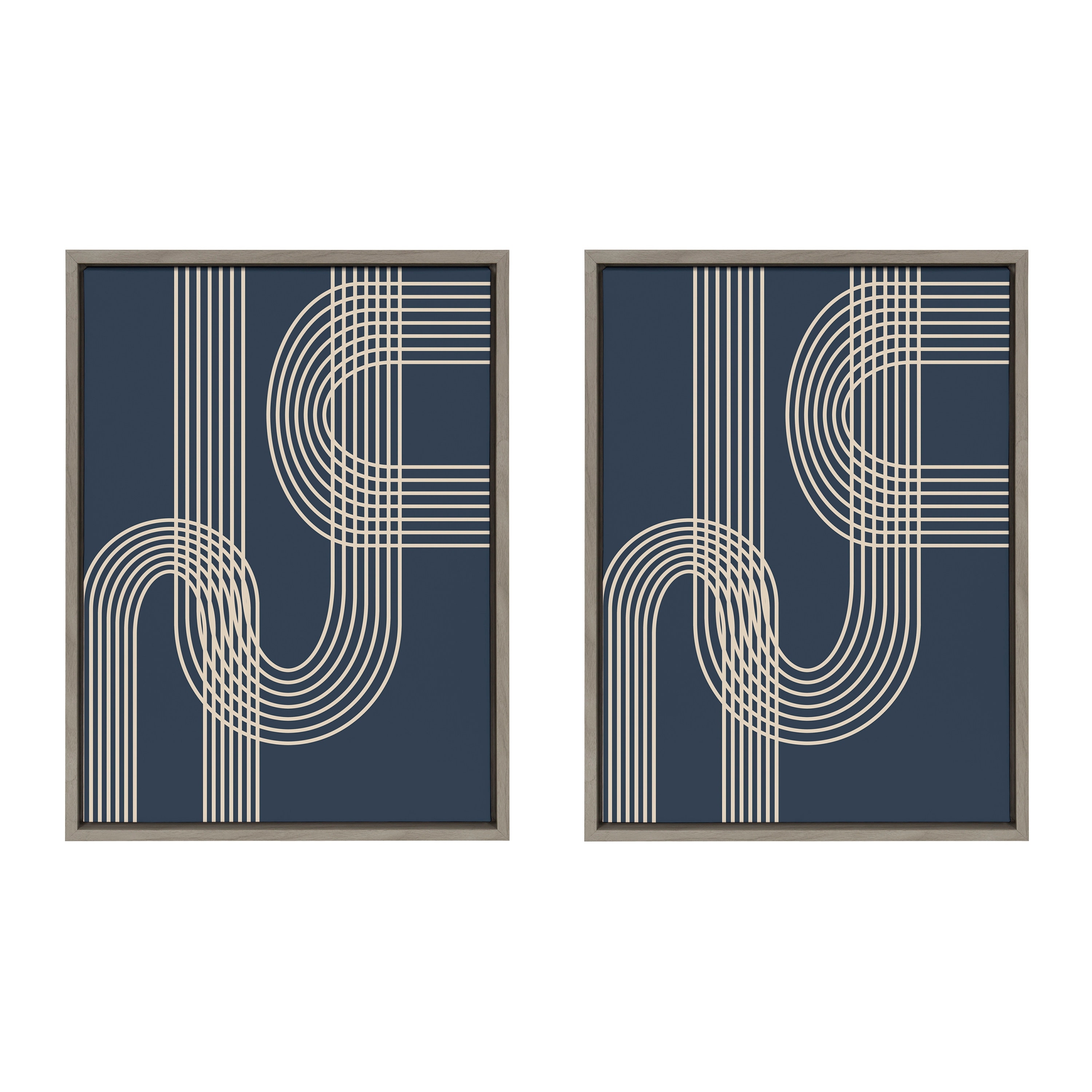 Kate and Laurel Sylvie Blue Lines Framed Canvas by Apricot and Birch Bed  Bath  Beyond 32746618
