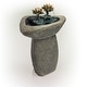 preview thumbnail 7 of 10, Alpine Corporation 30" Tall Outdoor Pedestal Lotus Rock Waterfall Fountain with LED Lights