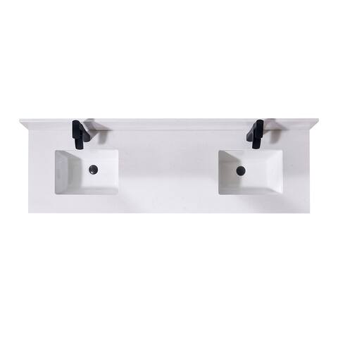 Altair 73 in. Frosinone Engineered stone Vanity Top in Jazz White with White Sink