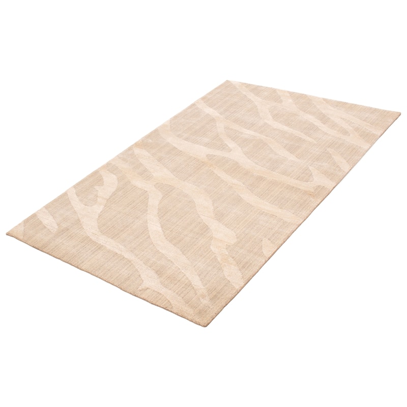 ECARPETGALLERY Hand-knotted Tangier Light Khaki Viscose, Wool Rug - 5'0 x 7'11