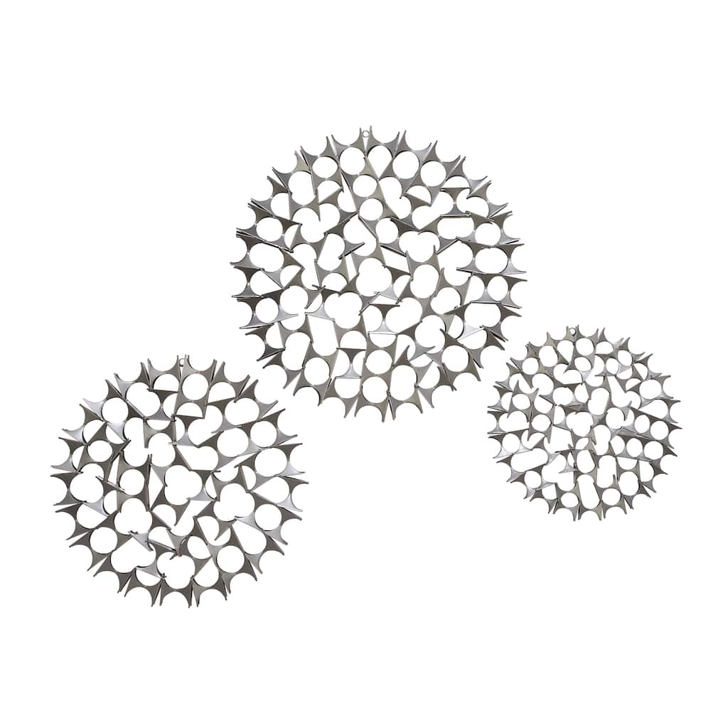Metal Starburst Abstract Wall Decor with Cutout Design - Set of 3 Silver or Gold - Roche River Decor