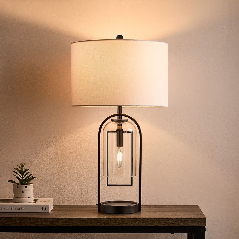 KAWOTI 25.25'' Bronze Table Lamp with Night Light Bulbs - 25.25