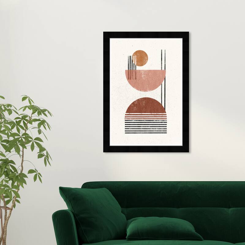 Wynwood Studio Prints Abstract Abstraction in Tans Pink and Mid-Century Modern Wall Art Canvas Print - Black