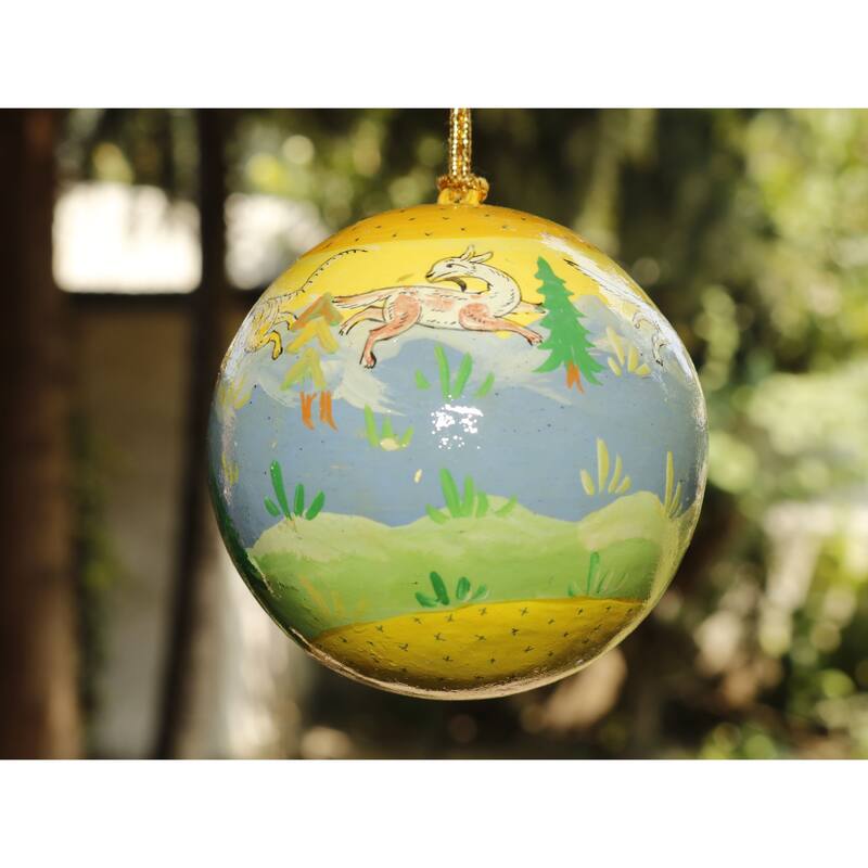 Handmade Christmas Ornaments Hand Painted by Artisan on Recycled Paper - Mir 9 - One Size