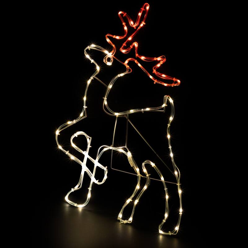 24" Lighted Standing Reindeer Silhouette Outdoor Christmas Decoration - White