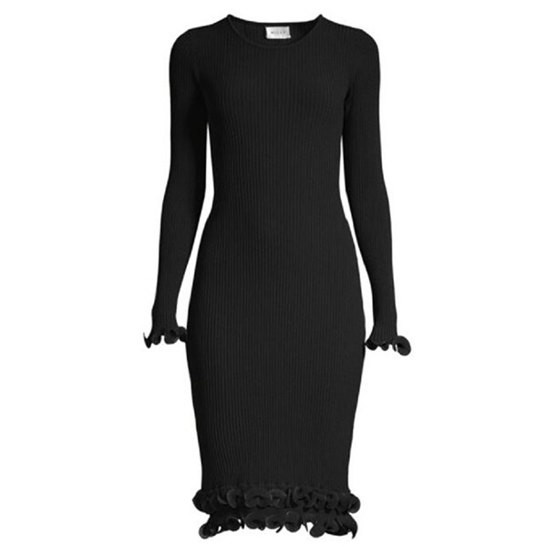 white long sleeve ribbed dress
