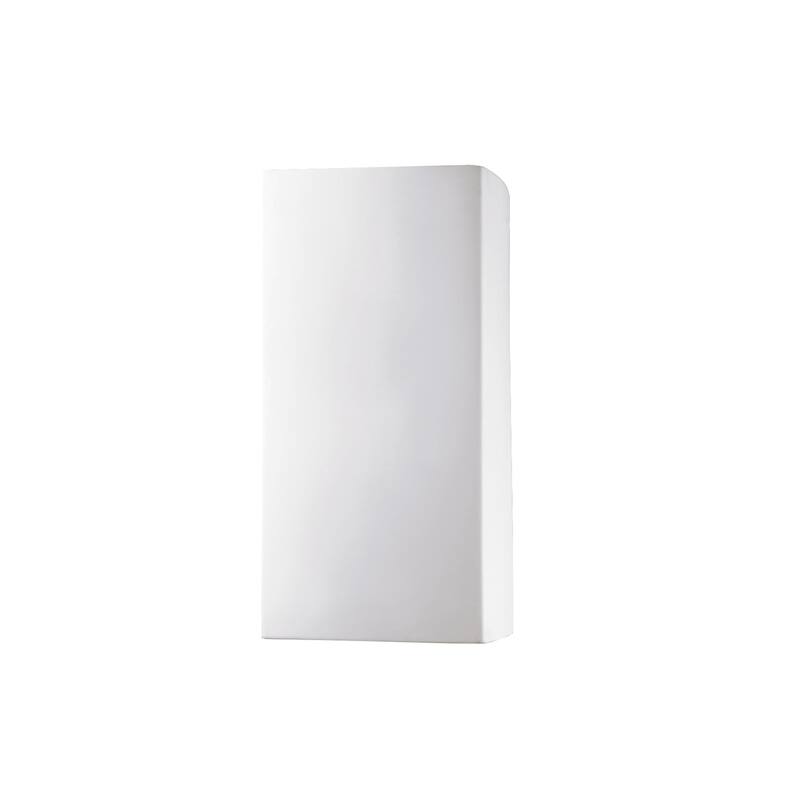 Justice Design Ambiance - Small Rectangle Wall Sconce - Open Top & Bottom (Outdoor) - Replaceable Bulb - Matte White