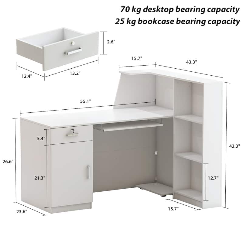 Kerrogee L-Shape Laminate Reception Desk Computer Desk