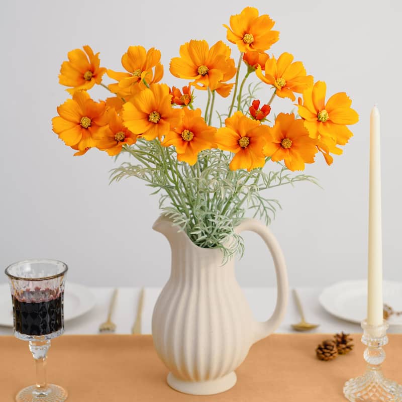 Orange Silk Decorative Artificial Cosmos Faux Flowers