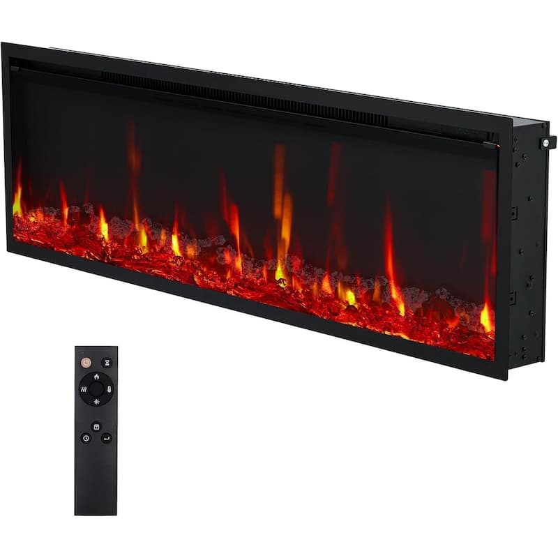 Ultra-Thin Electric Fireplace, Wall Mounted or Recessed, 750W/1500W Heater