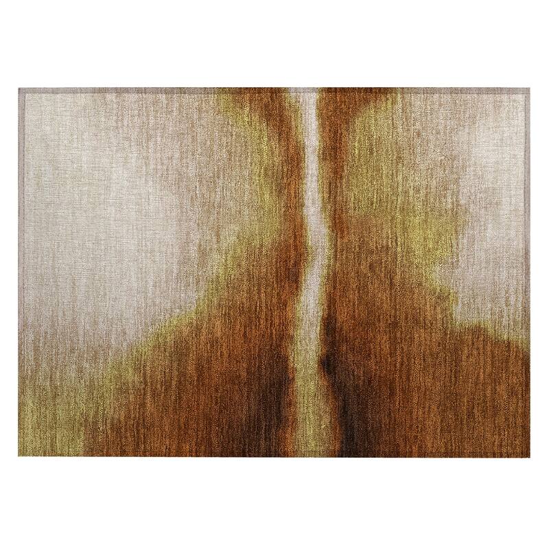 Machine Washable Indoor/ Outdoor Modern Landscape Chantille Rug