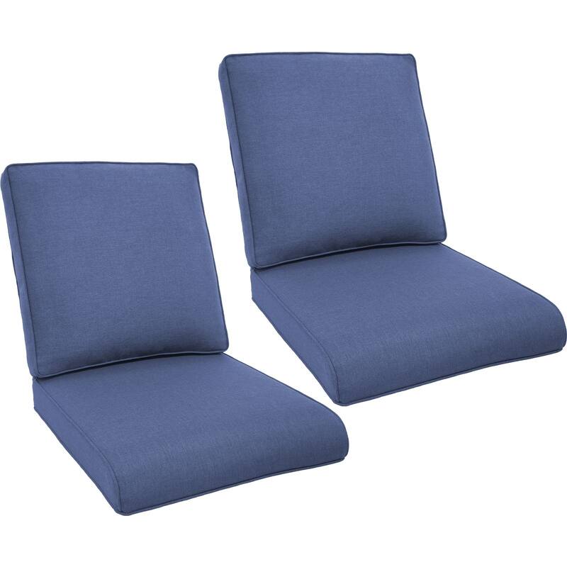Gymojoy Pillow and Cushion Set Deep Seat Indoor/Outdoor - 25" x 22" x 4" - Two Sets - Blue
