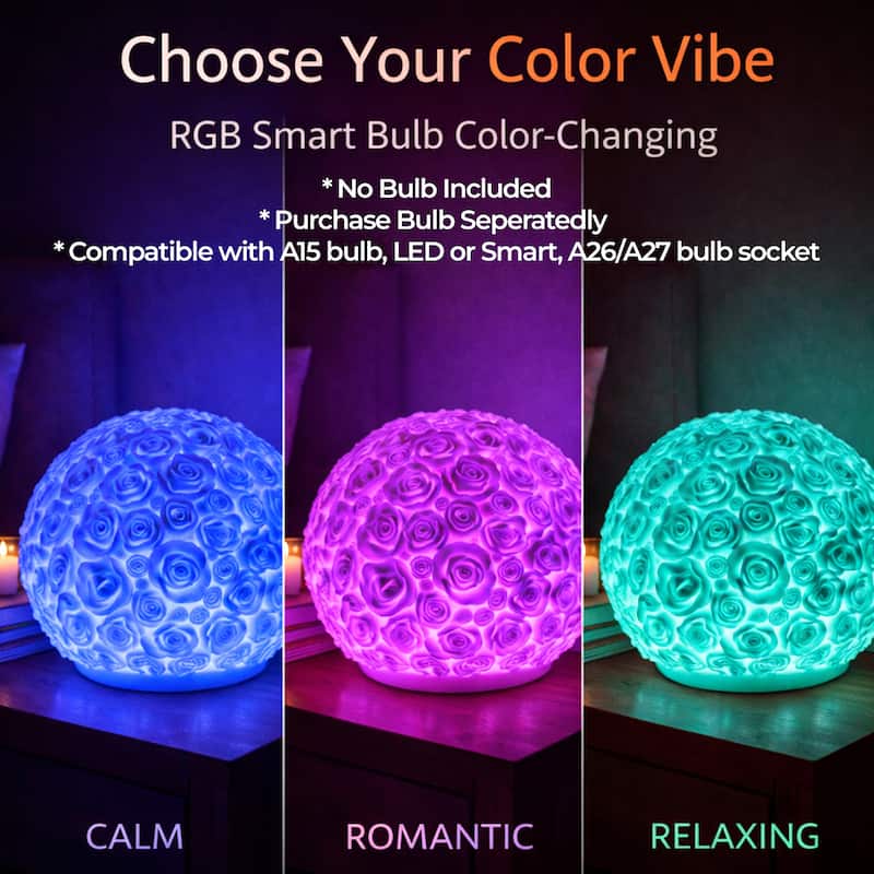 Aria Home Rose Ball Lamp Sculpted Sandstone Table Ambient Lighting