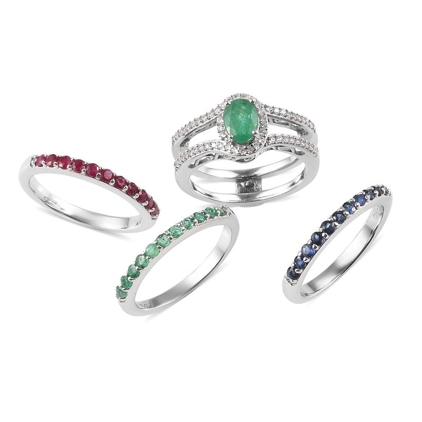 Sterling Silver Emerald Stackable Ring 
