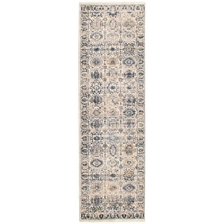 ECARPETGALLERY Machine Woven Bolivia Yalameh Blue, Ivory Rug - 2'2 x 8'0