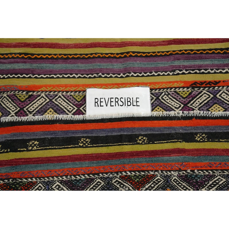 Hand Woven Oriental 100% Wool Carpet Southwestern Tribal Multi-Colored Kilim Area Rug - 8' 8'' X 5' 10''