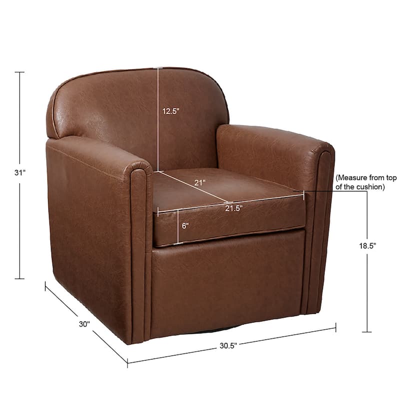 Brown Faux Leather 360 Degree Swivel Arm Chair