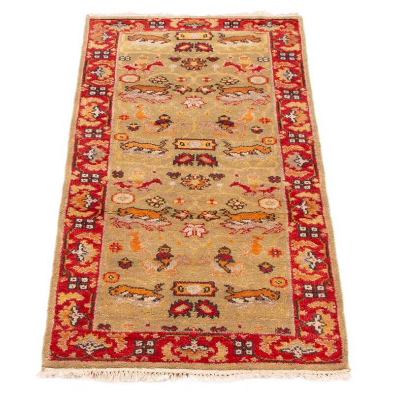 ECARPETGALLERY Hand-knotted Jules Serapi Khaki Wool Rug - 2'7 x 5'11