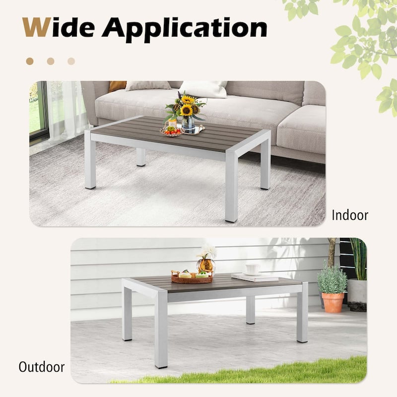 Costway Patio Aluminum Coffee Table Outdoor Rectangular Cocktail - See Details