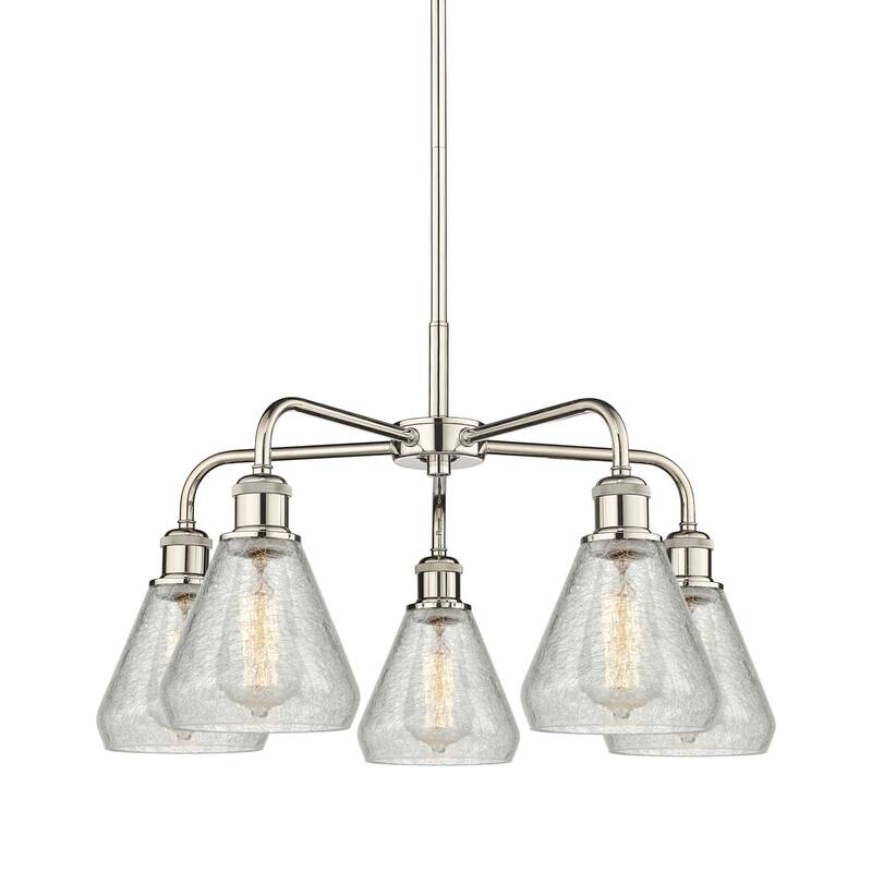Innovations Lighting 516-5CR-15-24 Conesus Chandelier Conesus 5 Light - Polished Nickel / Clear Crackle