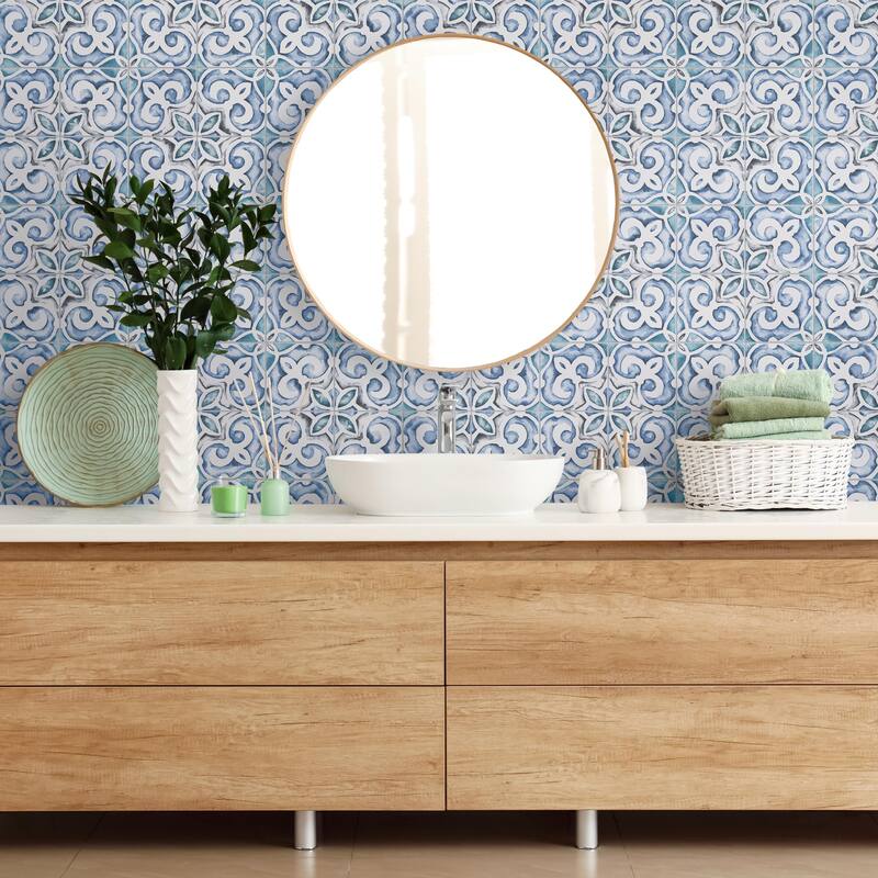 Merola Tile Saint Germain Gele Deco Simone 5-3/4" x 5-3/4" Porcelain Floor and Wall Tile
