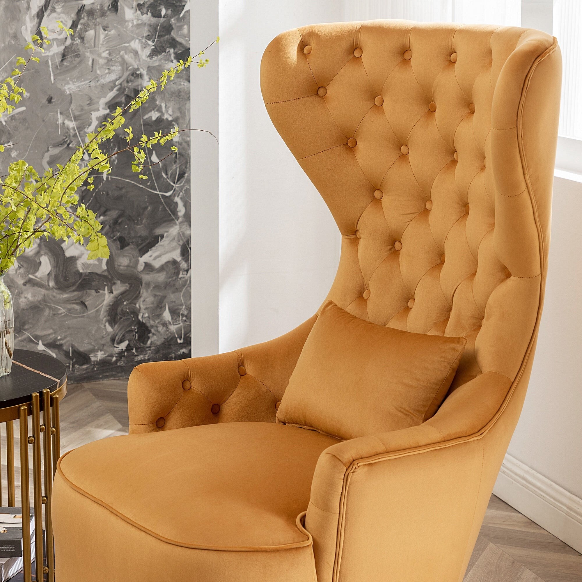Upholstered Tufted Velvet High Wingback Accent Chair On Sale