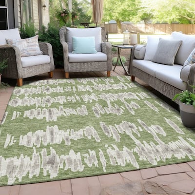 Machine Washable Indoor/ Outdoor Chantille Abstract Contemporary Rug