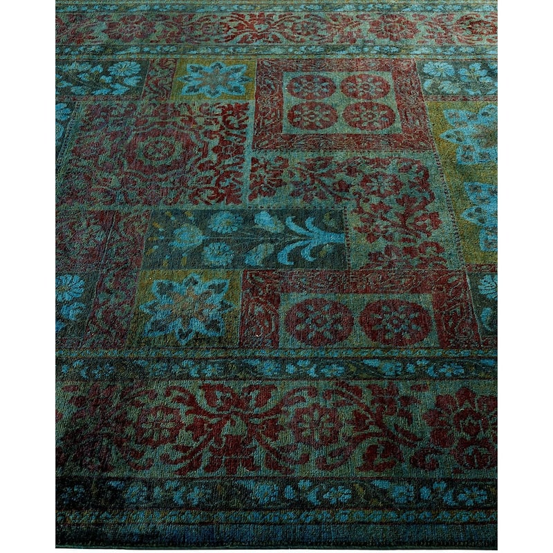 Overton Hand Knotted Wool Vintage Inspired Modern Contemporary Overdyed Multi Area Rug - 5' 3" x 9' 10"