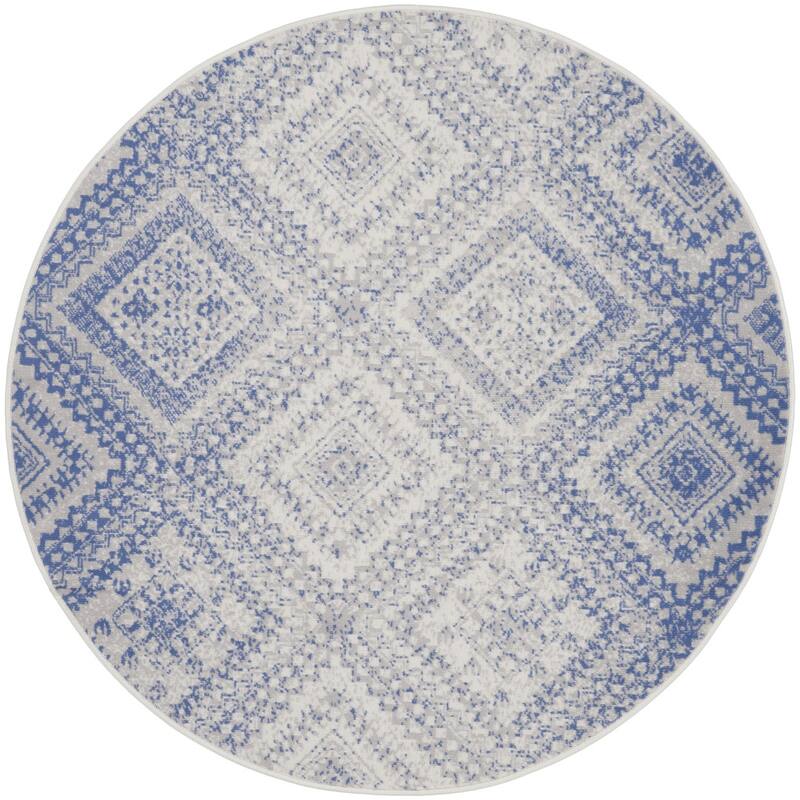 Gizo Power Loomed Distressed Geometric Modern Stain Resistant Area Rug By HomeRoots - 60' X '60' X '0.39