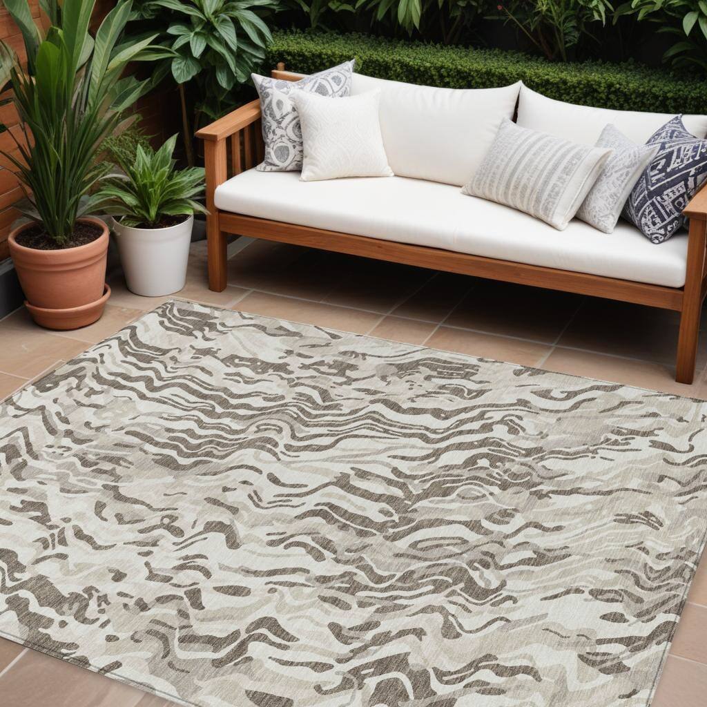 HomeRoots Abstract Transitional Rectangle Outdoor Rug