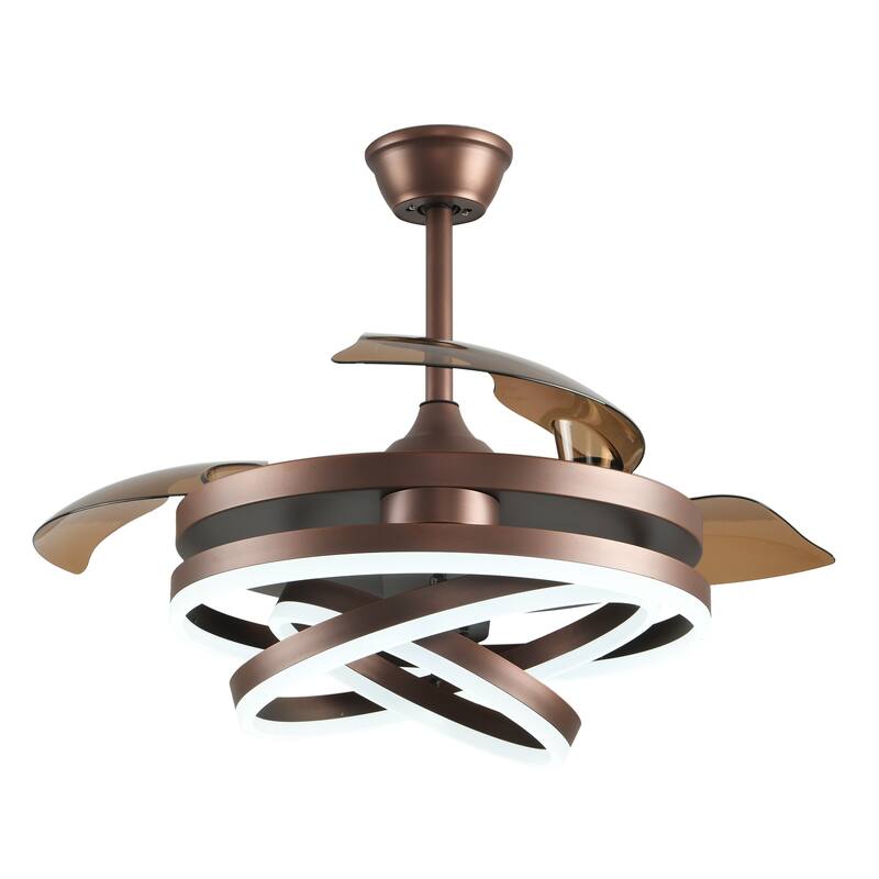 Bella Depot 42" Modern Retractable DIY Shape Ceiling Fan with Remote, 6-Speed Reversible Ceiling Fan with LED Light
