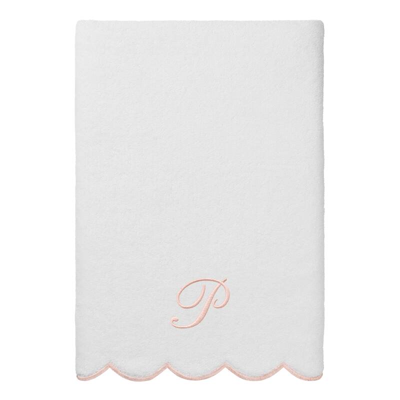 Authentic Hotel and Spa 100% Turkish Cotton Pink ADORNIA Scallop Personalized 3 Piece Towel Set - 3 Piece Set