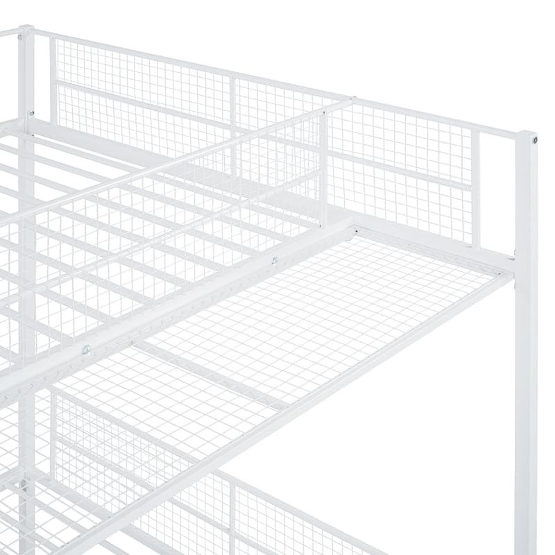 Twin Over Full Metal Bunk Bed with 5-Tier Shelves, 92.7"L x 56"W x 67"H