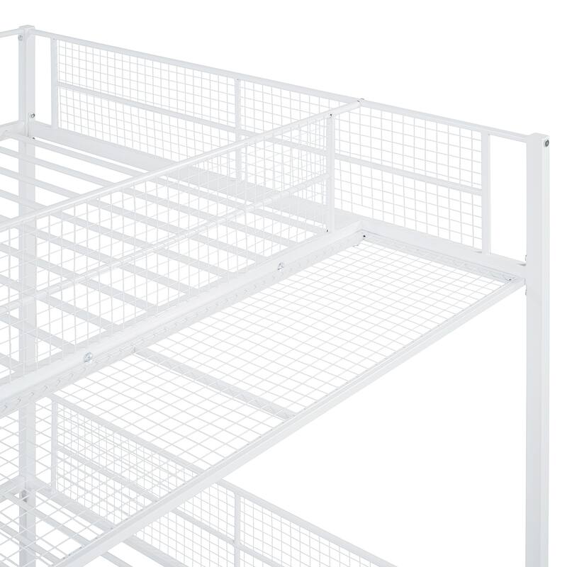 Twin Over Full Metal Bunk Bed with 5-Tier Shelves & Storage - 350LB Capacity