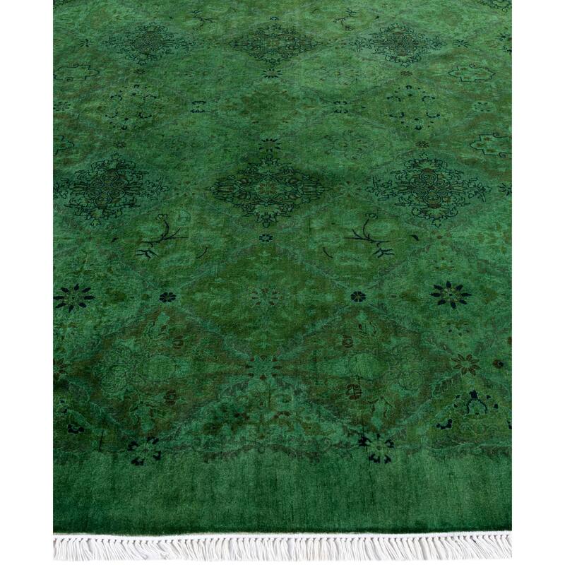 Overdyed One-of-a-Kind Hand-Knotted Area Rug - Green - 7' 1" x 7' 1"