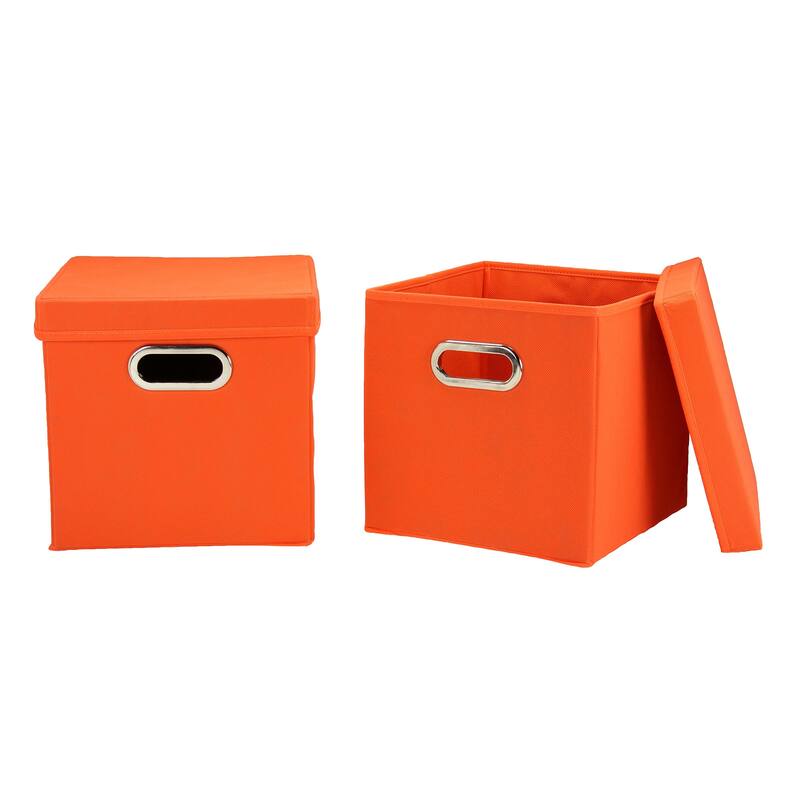 Household Essentials Storage Cubes with Lid and Grommet Handles, Set of 2