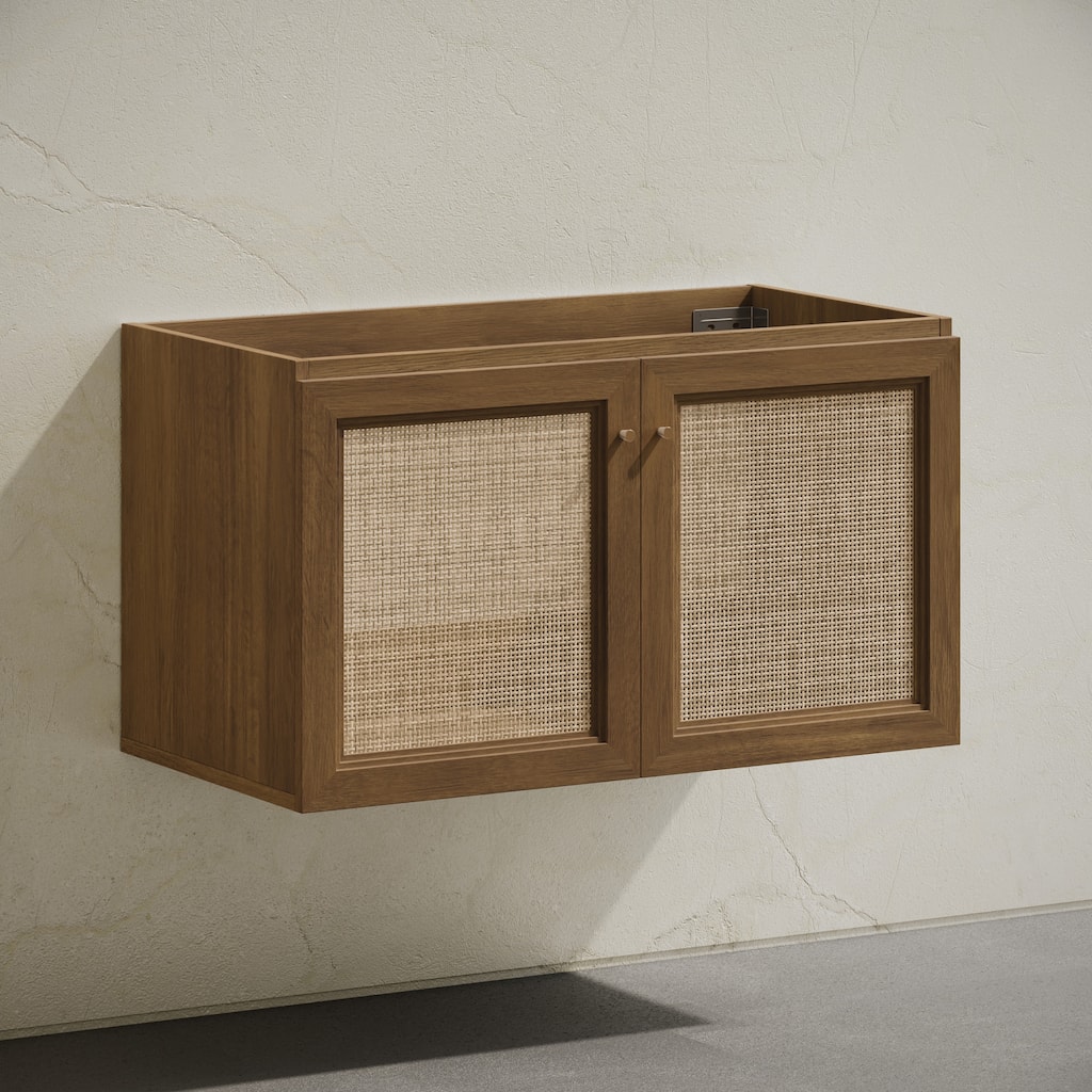 Classe 36" Wall-Mounted Bathroom Vanity In Brown Oak Without Sink Top - 36