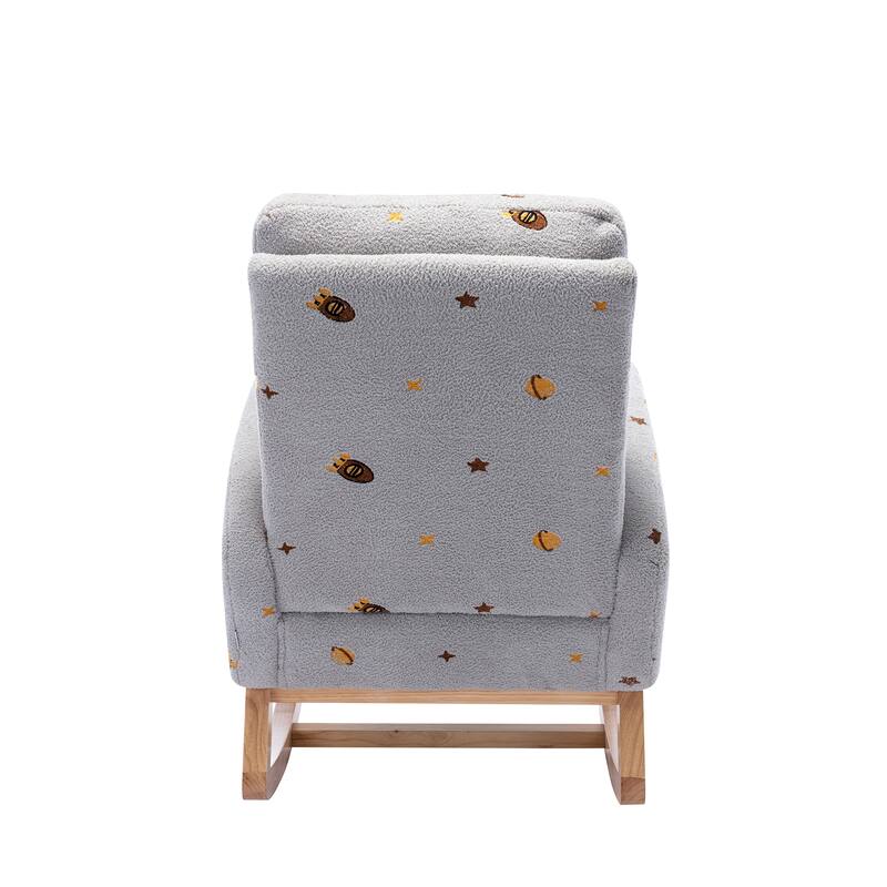 Modern Accent Rocker Armchair With Side Pocket