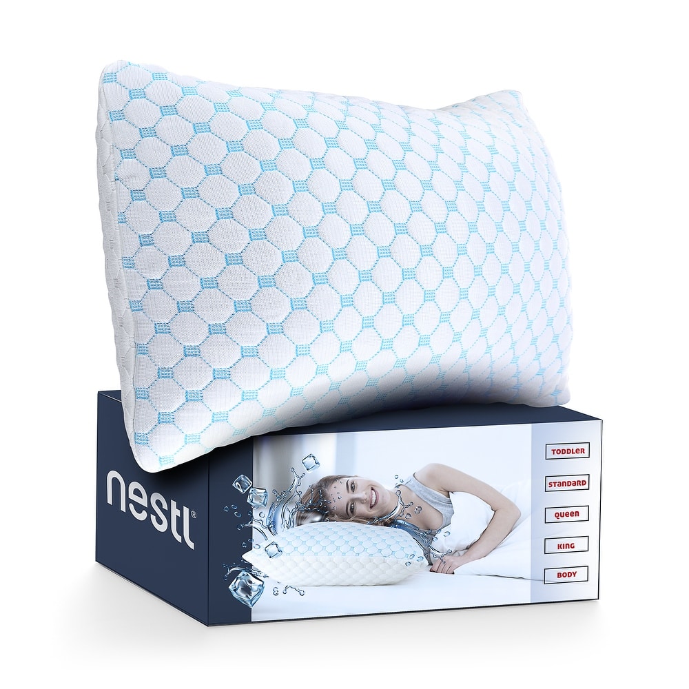Nestl Coolest Heat and Moisture Reducing Ice Silk Pillow - Gel Infused Adjustable, Breathable, and Washable Memory Foam Pillow