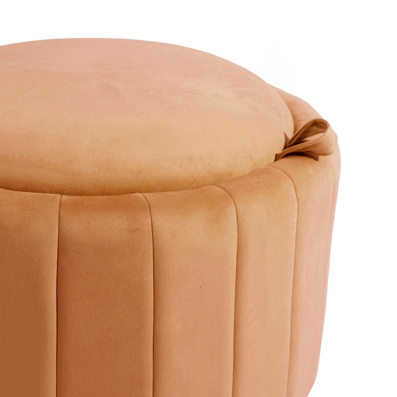 29" Modern Velvet Round Storage Ottoman