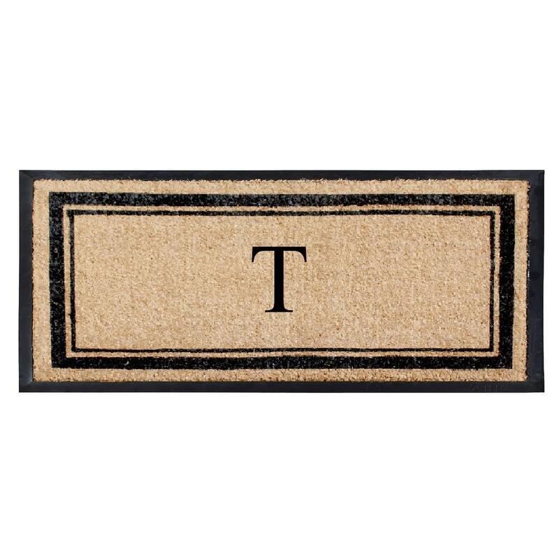 A1HC Natural Coir & Rubber Non Slip Thin Profile Front Door Large Monogrammed Door Mats 30x60 Inches