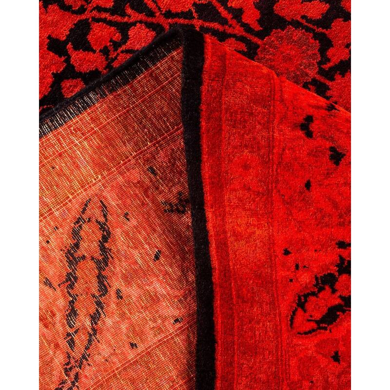 Overton Hand Knotted Wool Vintage Inspired Modern Contemporary Overdyed Orange Area Rug - 6' 2" x 8' 10"
