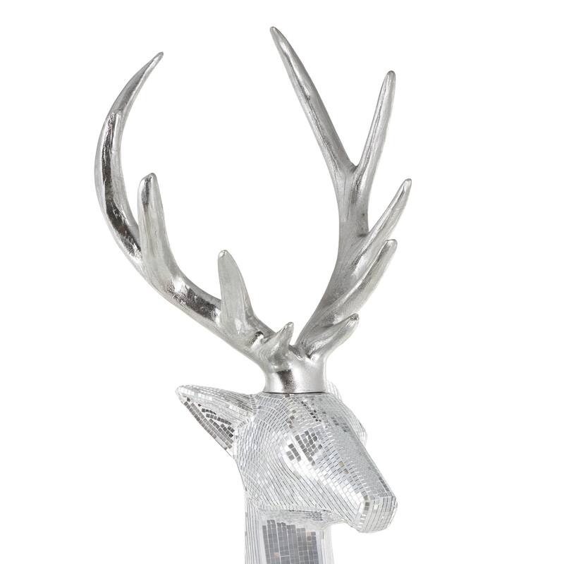 Silver or Copper Fiberglass Floor Reindeer Christmas Sculpture with Mosaic Pattern